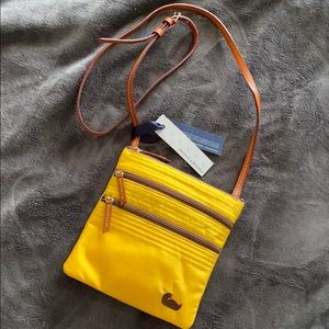 NWT Dooney North/South Triple Zip lemon